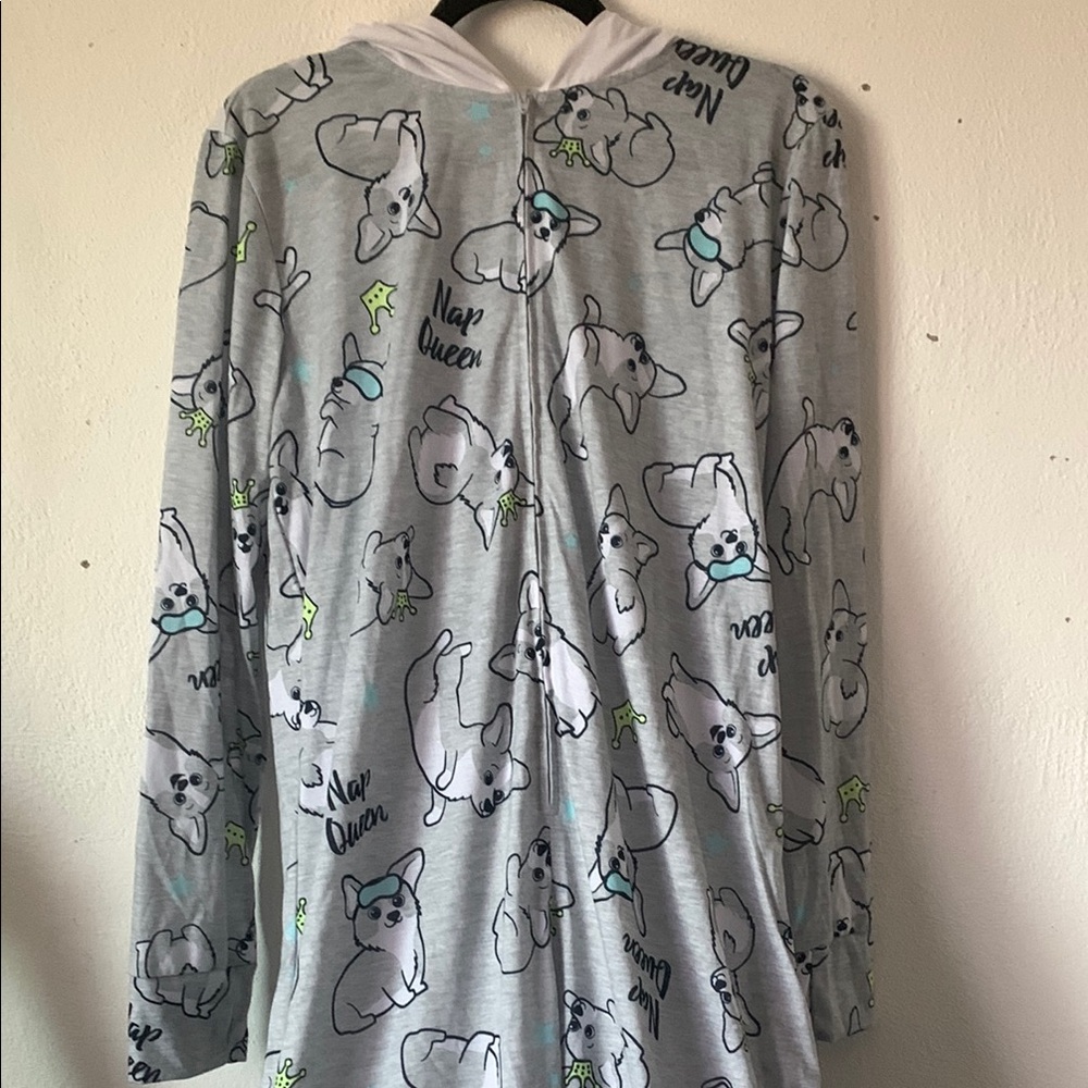 Justice Gray Pajama Onesie with Dog Print